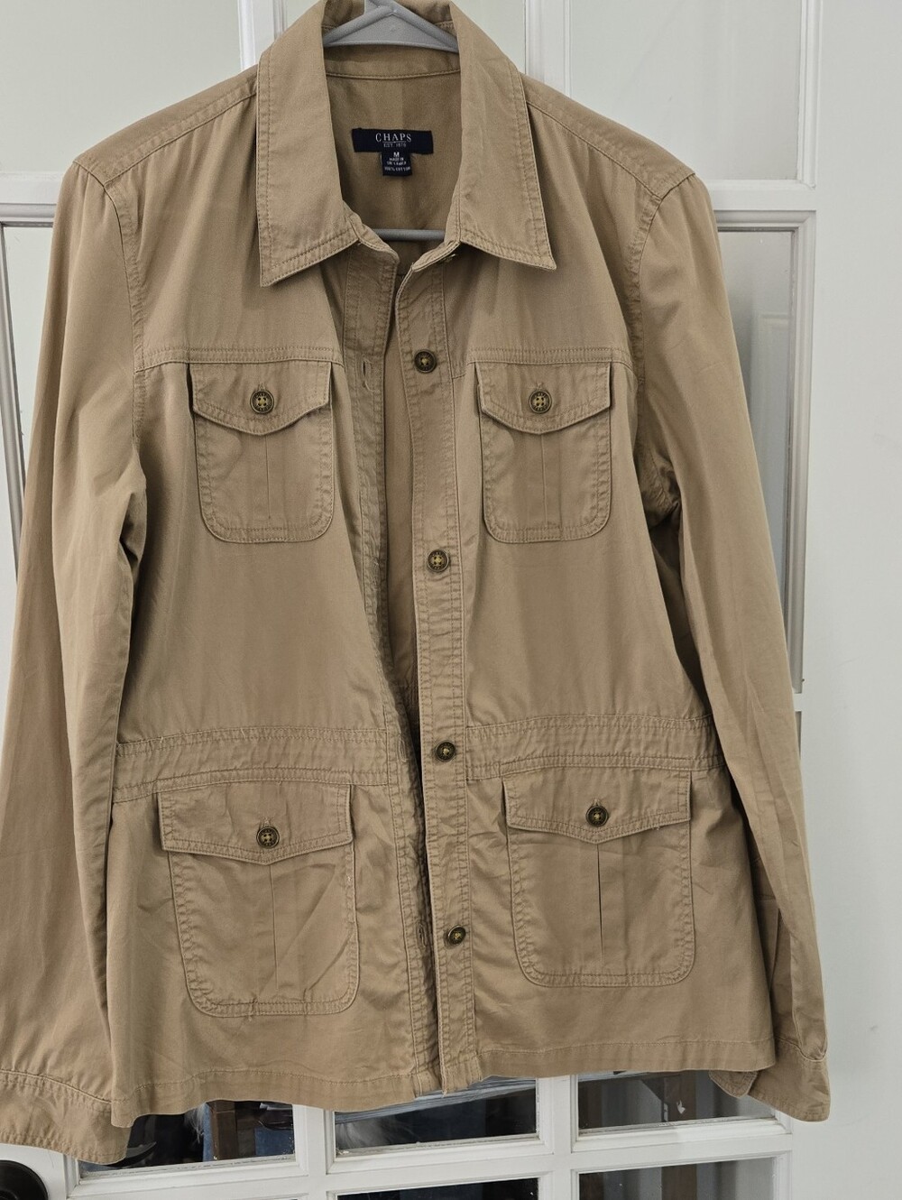 Chaps Tan Field Jacket with Multiple Flap Pockets